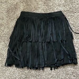 GREAT CONDITION! Black suede fringe mini skirt
